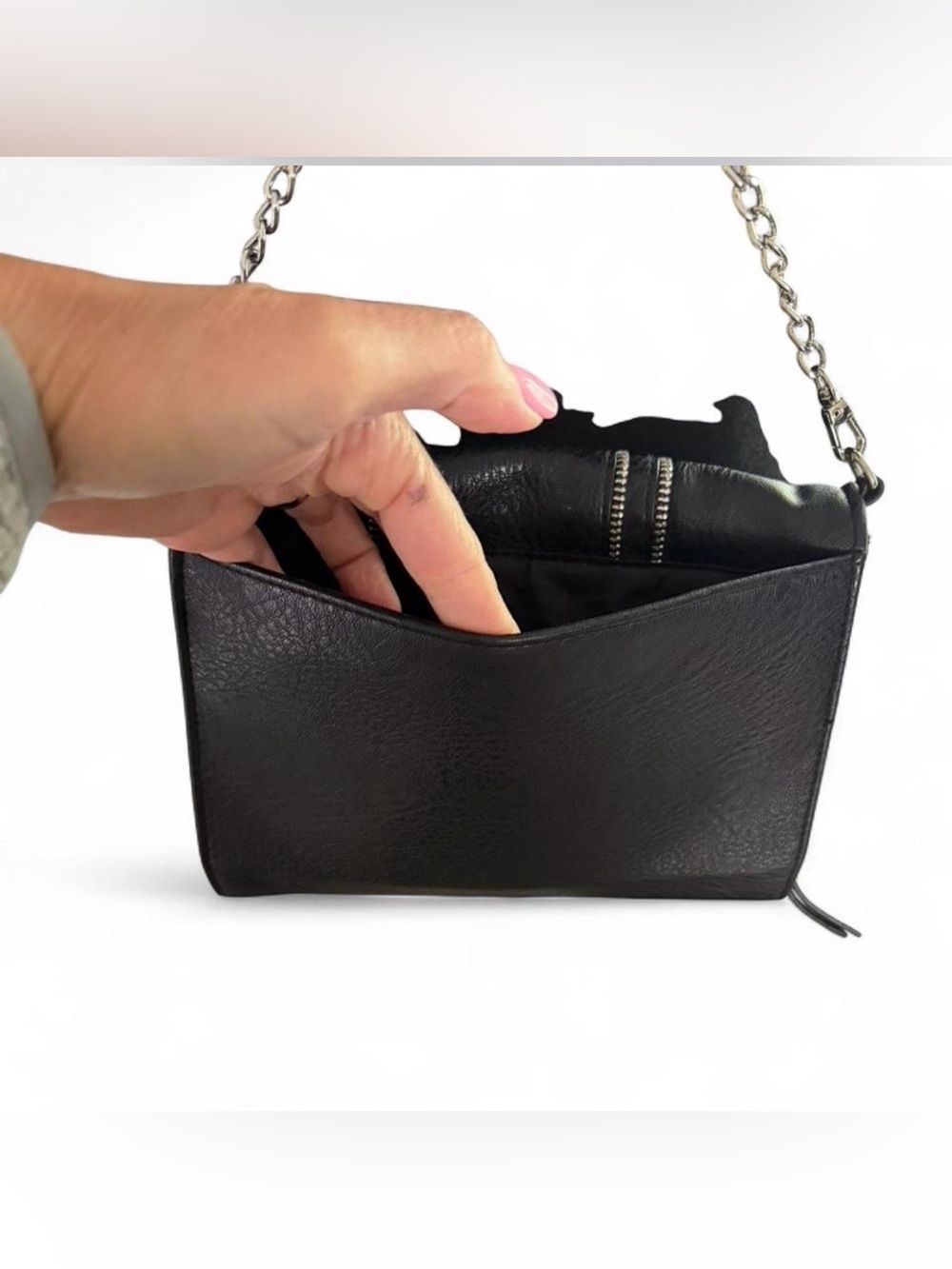 Nicole by Nicole Miller Black Crossbody Wallet Purse Chain Strap - Picture 7 of 7
